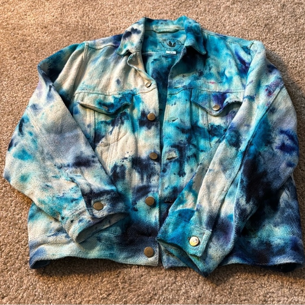 We Are Hairy People ice dyed 100% hemp denim jacket